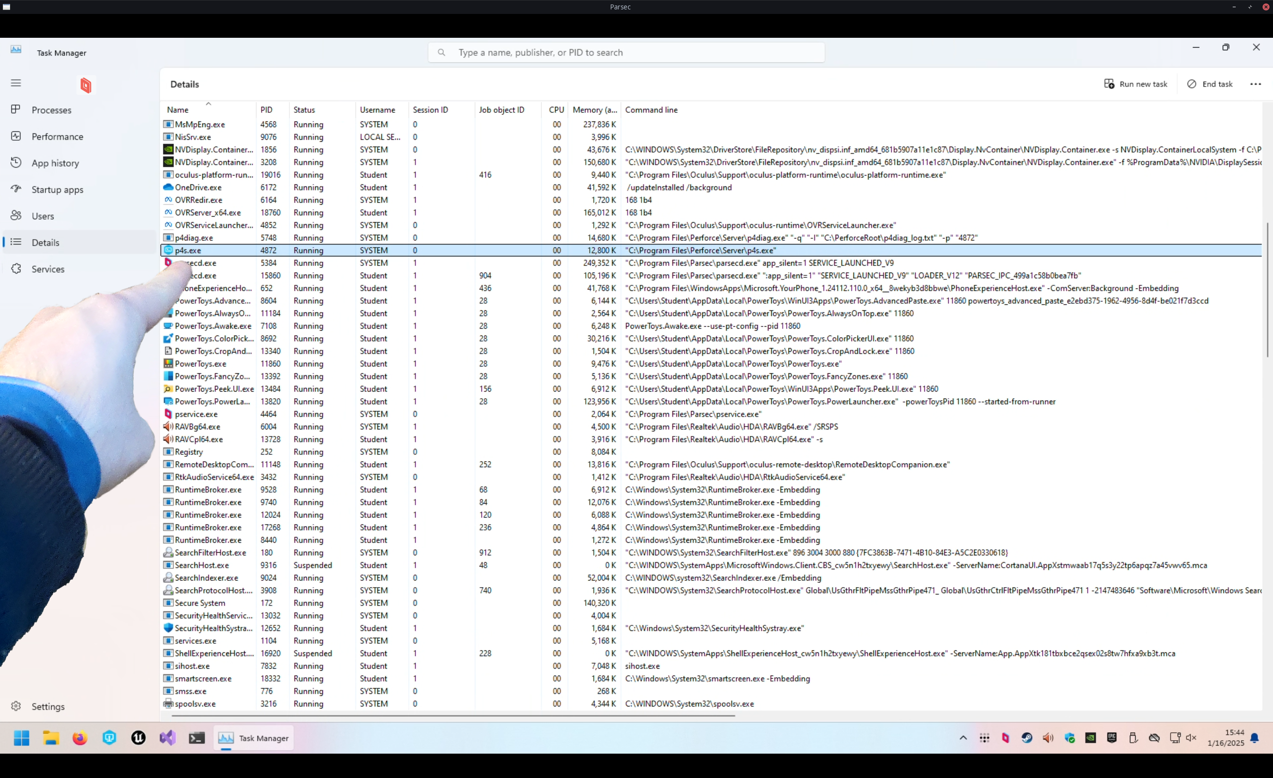 I point to the p4s.exe in Task Manager